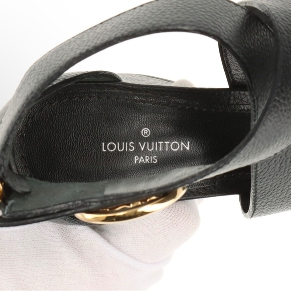 Authentic Louis Vuitton Calfskin Horizon Black Heel Sandals 36/ US6 - Picture 10 of 16